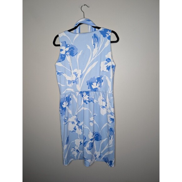 Gretchen Scott Jersey Iconic Iris Date Dress Floral Blue White L - Picture 2 of 6